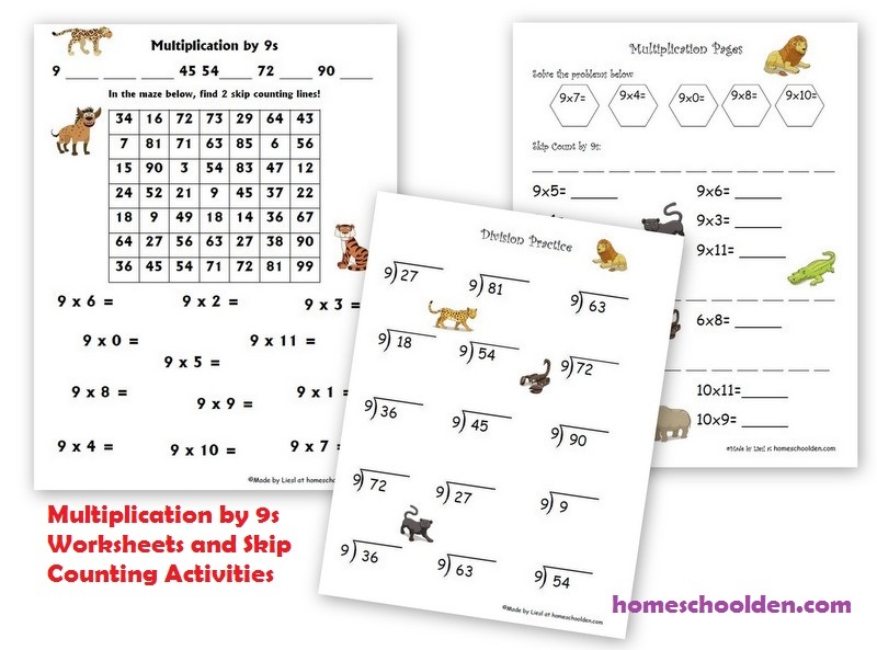 Multiplication by 9s Worksheets and Activities