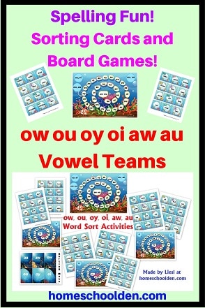 Spelling - ou ow aw au oi oy activities and games