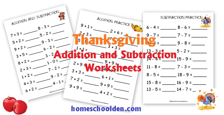 Thanksgiving-Addition-Subtraction-Worksheets-Free