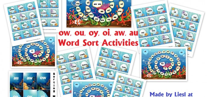 ow ou oy oi aw au Word Sort-Activities