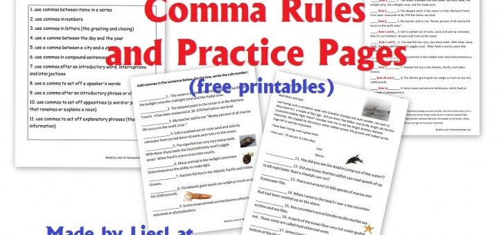 Comma rules and practice pages