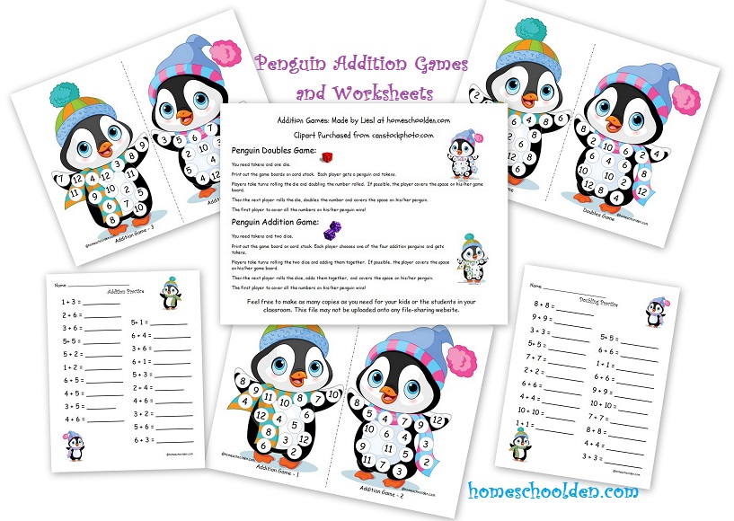 Penguin-Addition-Games-Worksheets