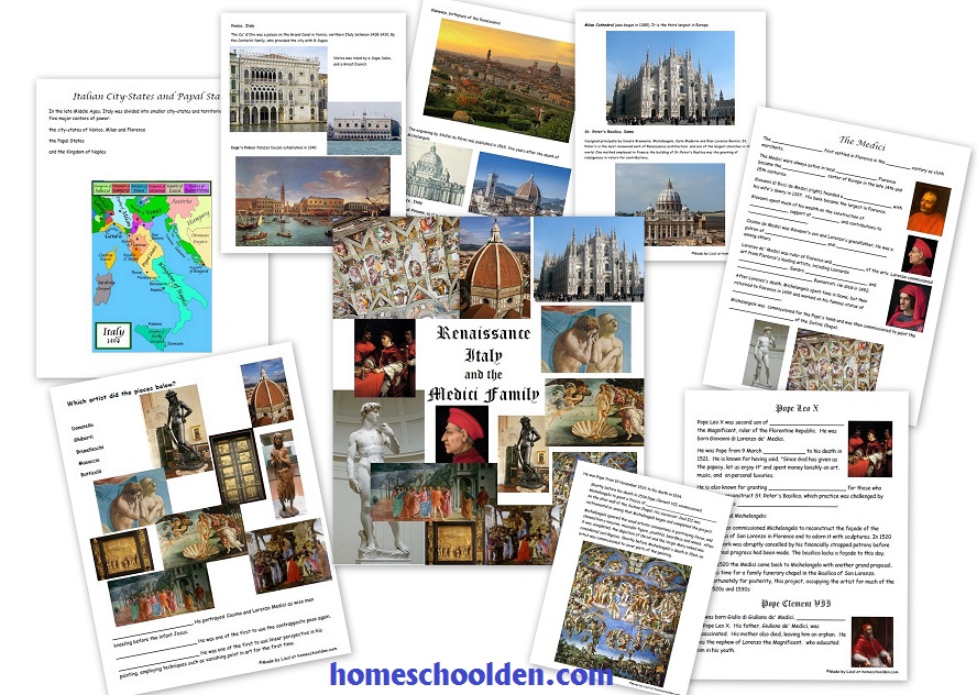 Medici Family and Renaissance Art Worksheets