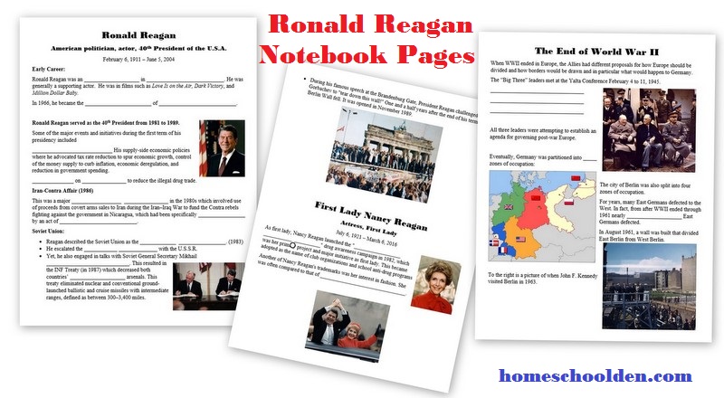 Ronald Reagan Worksheets Notebook Pages Free