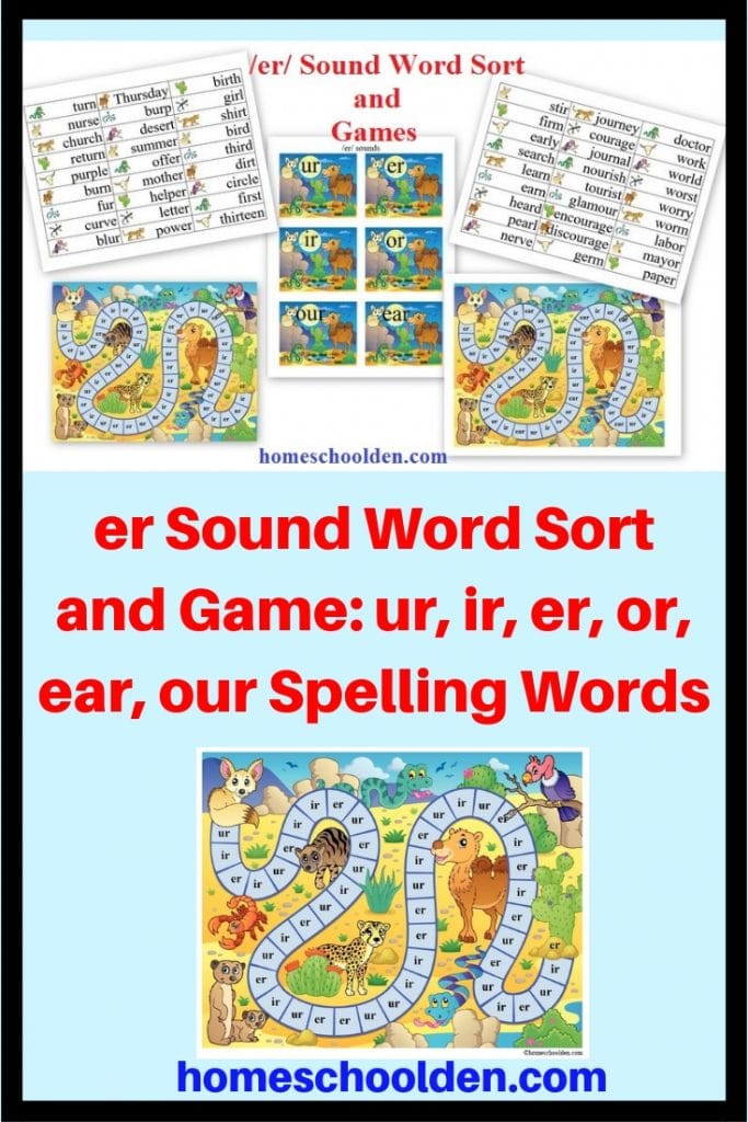 er Sound Word Sort and Game_ ur, ir, er, or, ear, our Spelling Words