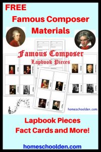 Free Composer Materials Lapbook Pieces Fact Cards