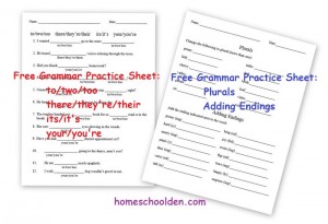 Free Grammar Practice Sheet - to-two-too - plurals- endings