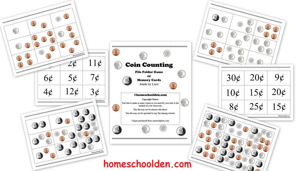 Free Coin Counting File Folder Game