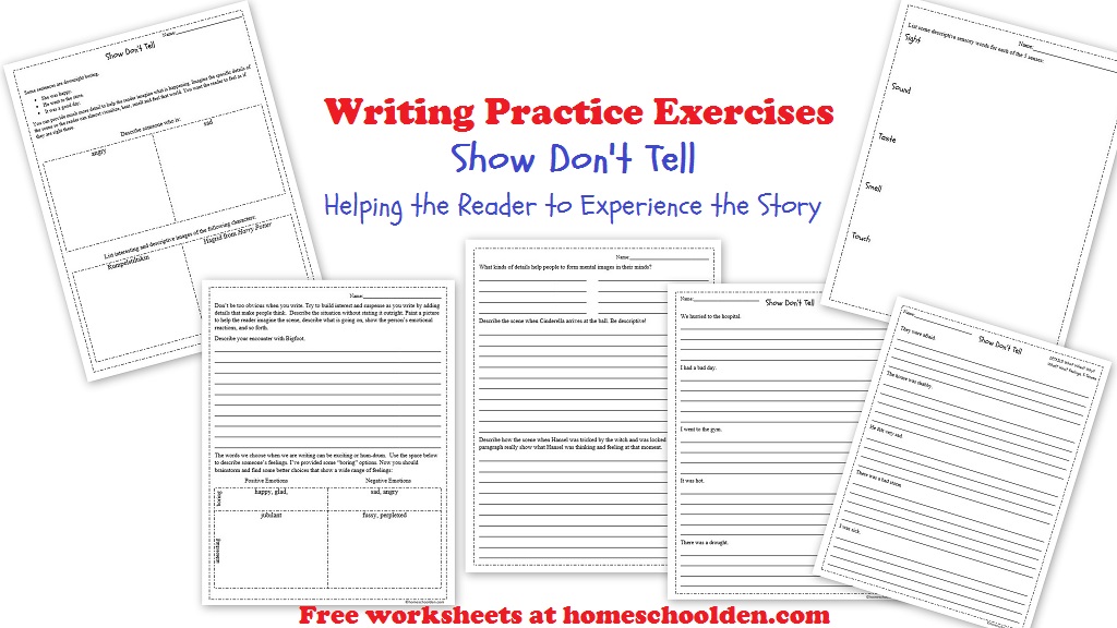 writing show don t tell practice worksheets free packet homeschool den