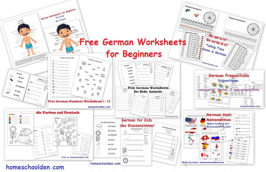 free german worksheets for beginners numbers colors time school