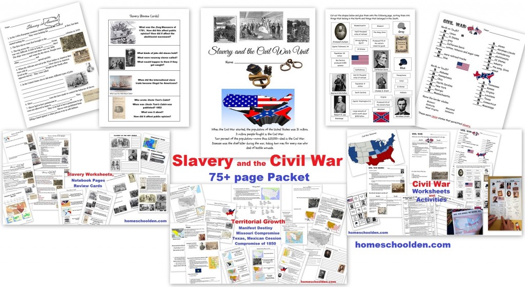 Slavery and the Civil War Unit with Worksheets and Notebook Pages