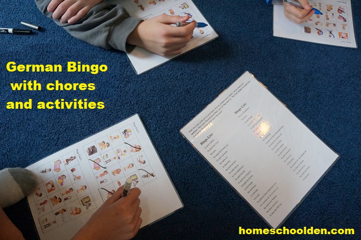 German Bingo- chores and activities
