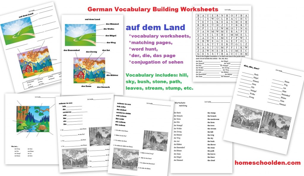 German Worksheets - the countryside - auf dem Land