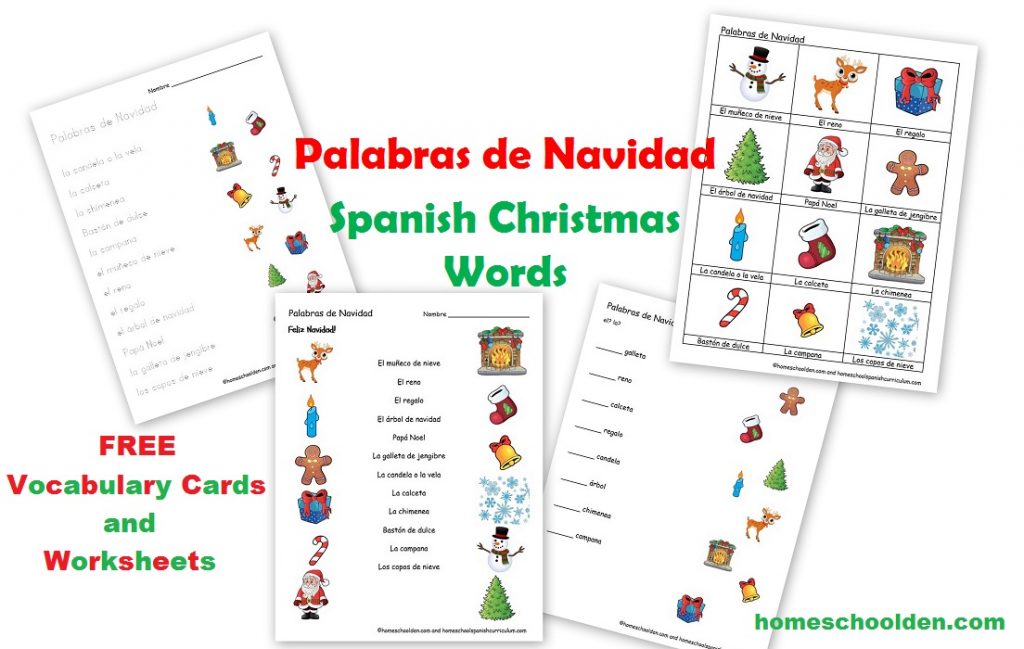Free Spanish Worksheets: Christmas Words Palabras de Navidad