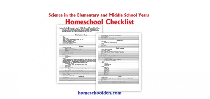 Science Unit Checklist - Homeschool