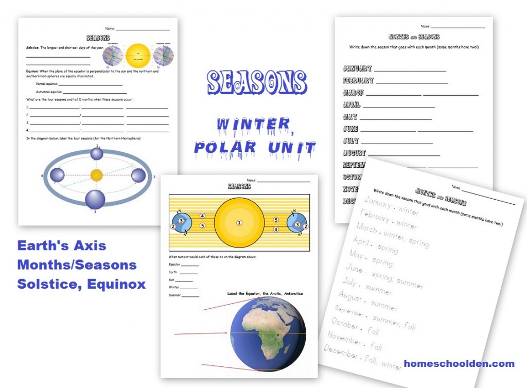 Earth's Axis and Seasons Worksheets