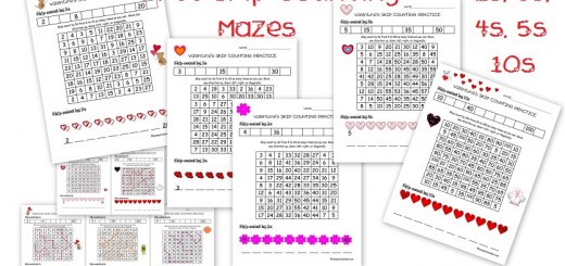Free Skip Counting Mazes 2s 3s 4s 5s 10s