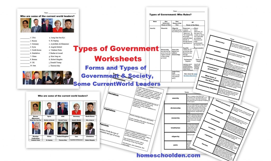 Types of Government Worksheets