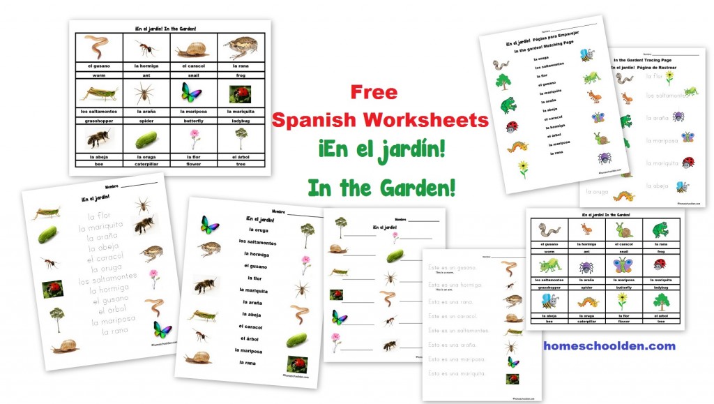 Free Spanish Worksheets for Kids - garden - jardín