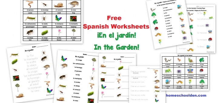 Free Spanish Worksheets for Kids - garden - jardín