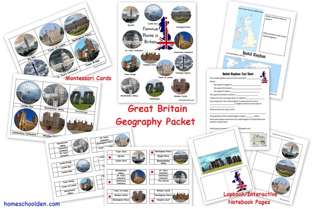 Britain geography landmarks packet