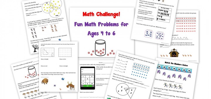 Math Challenge Worksheets Ages 4 to 6