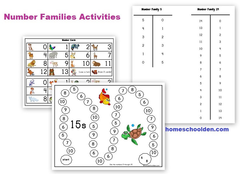 Number Family Activities - worksheets games