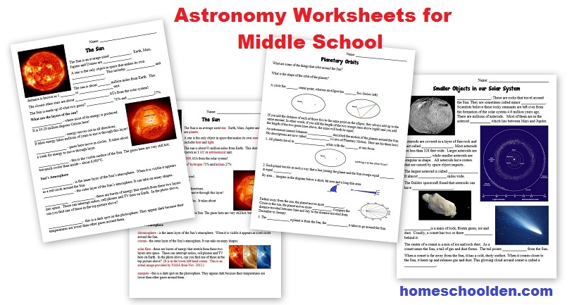 Astronomy worksheets for middle school