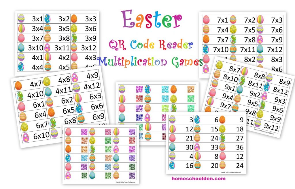 Easter QR code multiplication cards