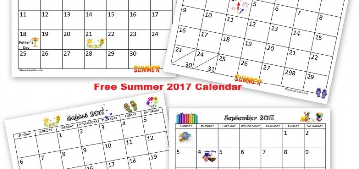 Free Summer 2017 Calendar