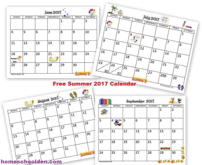Free Summer 2017 Calendar