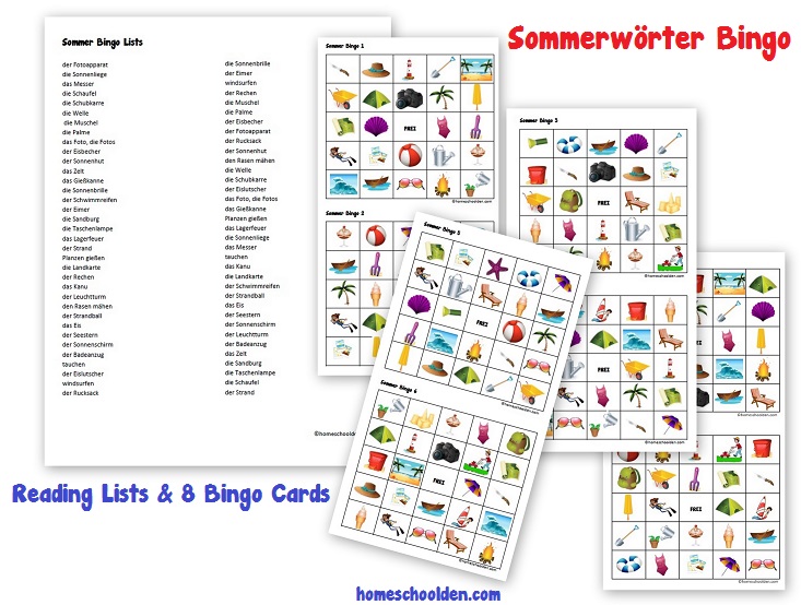 German for Kids - Sommer Bingo Game