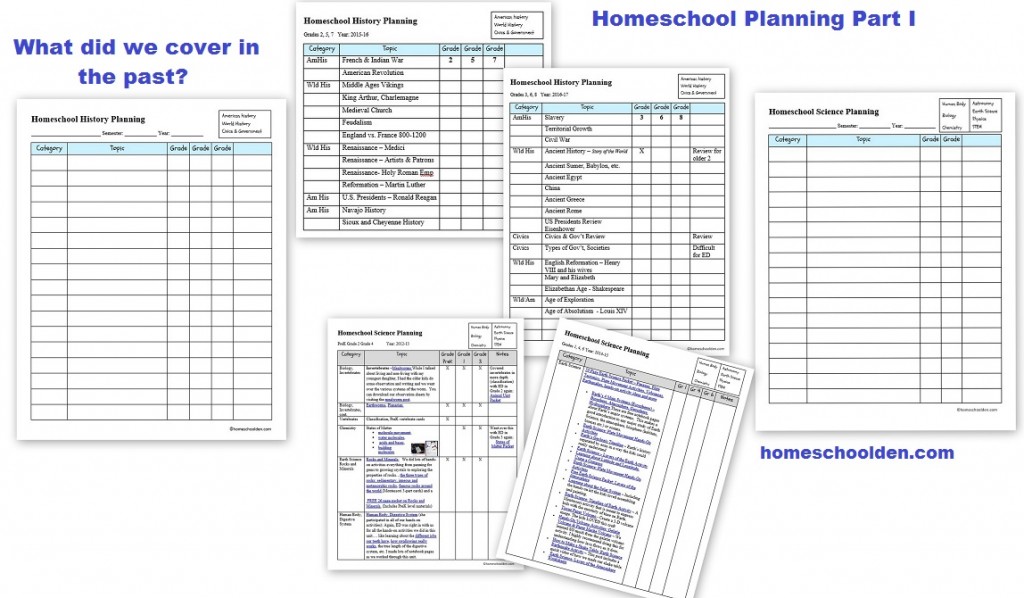 Homeschool Planning Pages - what did we cover