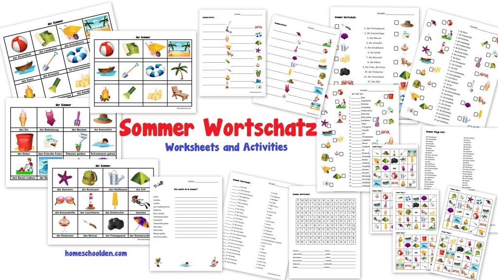 Sommer Wortschatz - German Worksheets and Activities for Kids