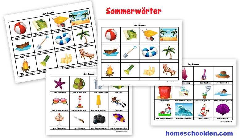 Sommerwörter - Karten