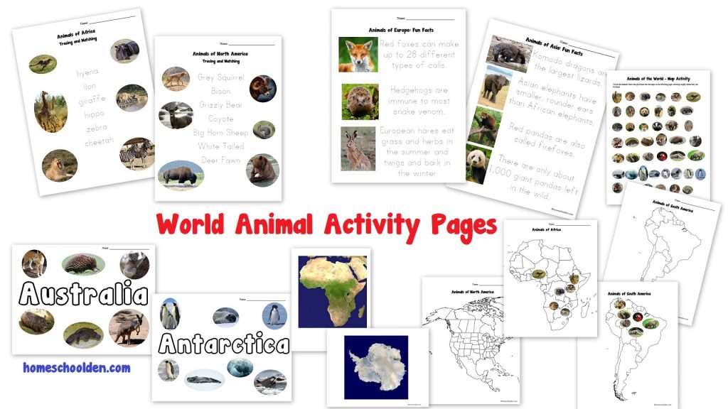 World Animals Worksheets Activity Pages