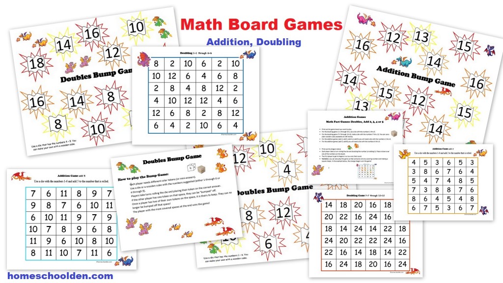 math board games addition doubling