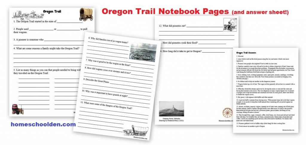 Oregon Trail Notebook Pages