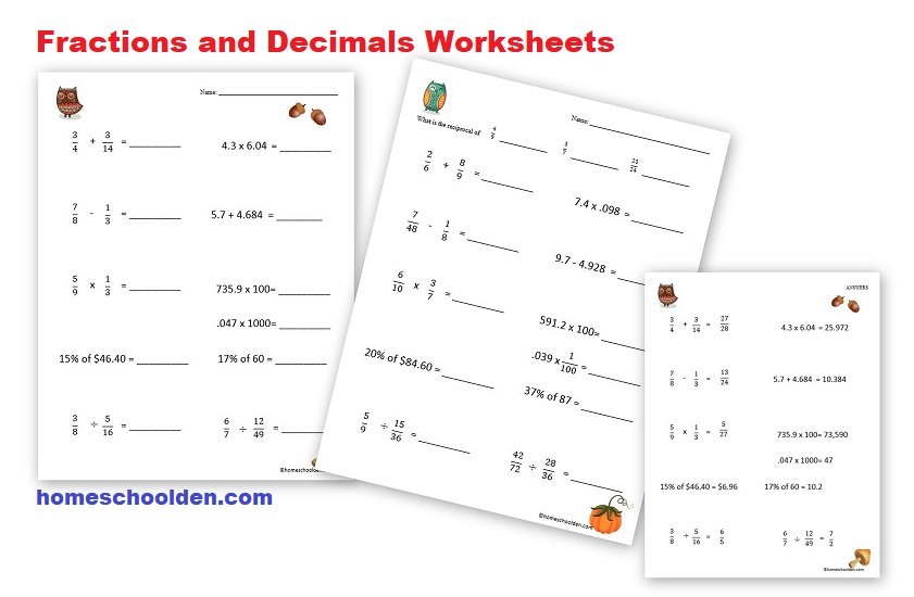 Fractions-and-Decimals-Worksheets