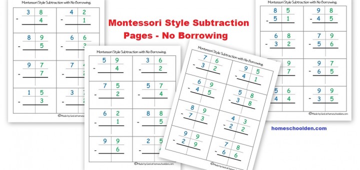 Montessori Style Subtraction Pages No Borrowing