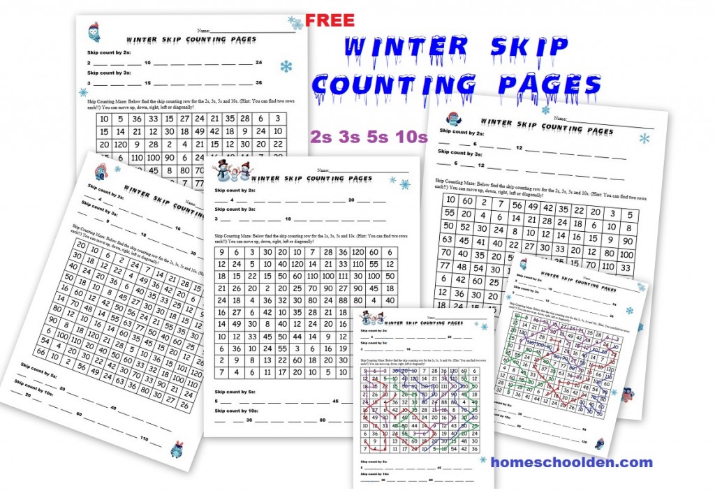 Free Winter Skip Counting Pages