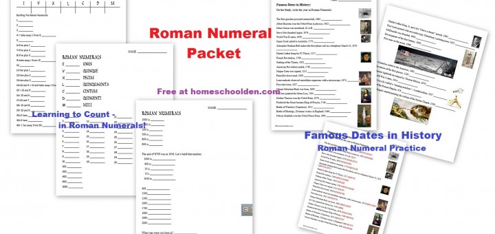 Roman Numeral Worksheet Packet