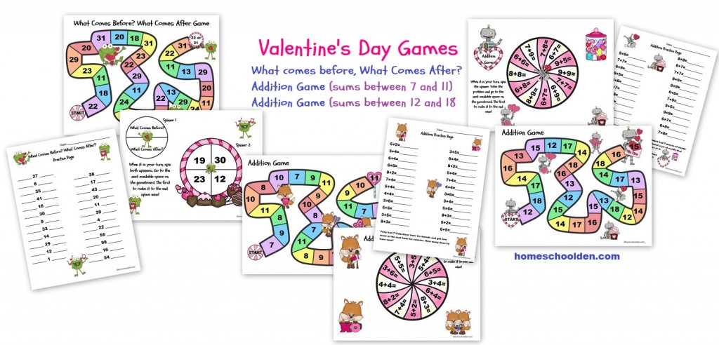 Valentines Math Games - Worksheets