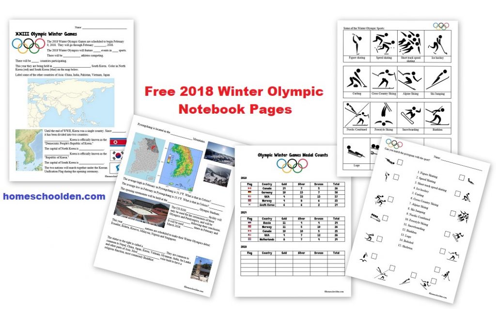 Free Winter Olympic Notebook Pages