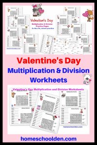 Valentine's Day Multiplication and Division Sheets