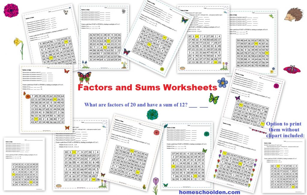 Factors and Sums Worksheets
