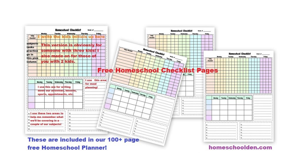 Free Homeschool Checklist Pages