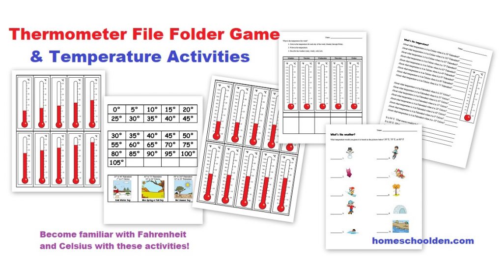 Thermometer and Temperature File Folder Activities