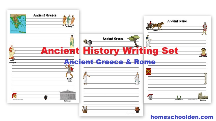 Ancient History Writing Paper Set - Ancient Greece and Rome