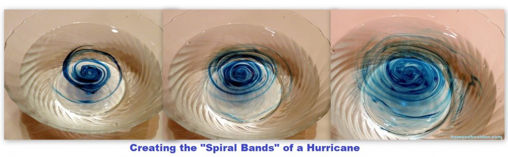 Creating spiral bands of a hurricane